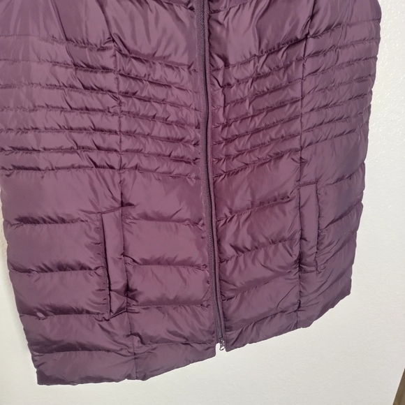 J. Jill Quilted Down Long Puffer Vest Burgundy Zip Pockets Sz Xl - Picture 3 of 8